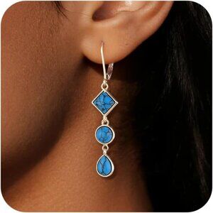 NEW ~ Sterling Silver 925 Turquoise Dangle Earrings